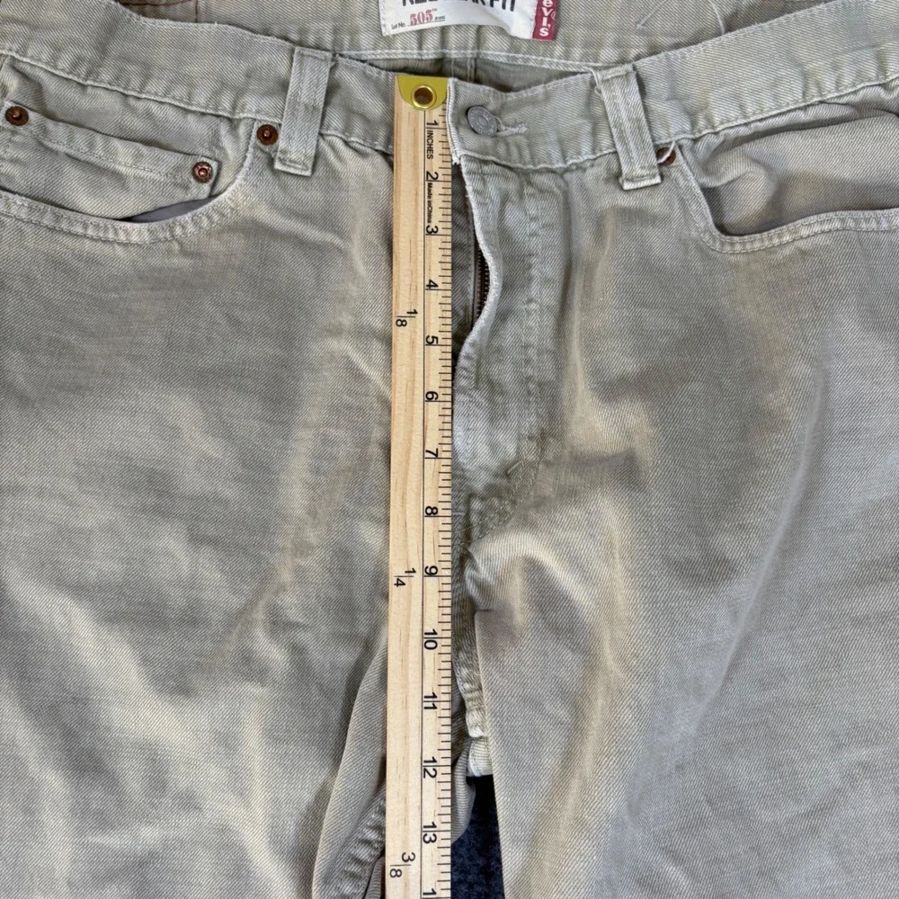Levis 505 Regular Fit Khaki Tan Denim Jeans Mens 36x32 Straight Leg Cotton Pants